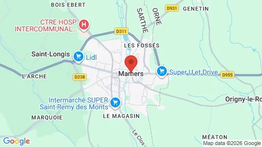 Houses for rent i Mamers - kort over placeringen
