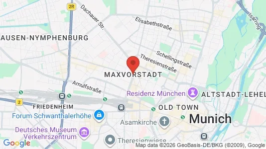Rooms for rent i Munich Maxvorstadt - kort over placeringen