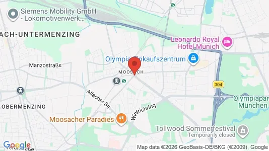 Apartments for rent i Munich Moosach - kort over placeringen