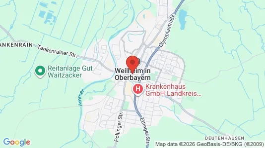 Apartments for rent i Weilheim-Schongau - kort over placeringen