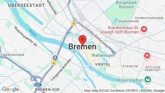 Rooms for rent i Bremen - kort over placeringen