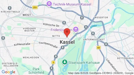 Apartments for rent i Kassel - kort over placeringen