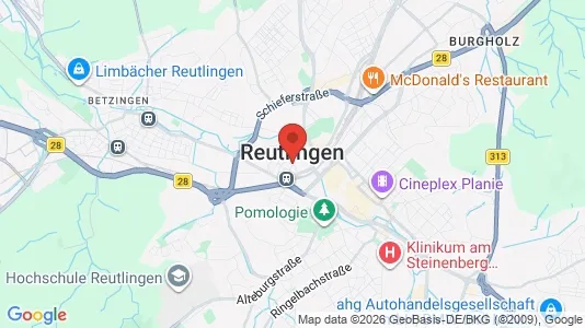 Rooms for rent i Reutlingen - kort over placeringen