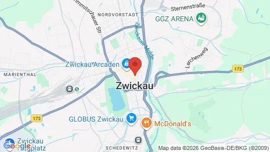 Apartments for rent i Zwickau - kort over placeringen