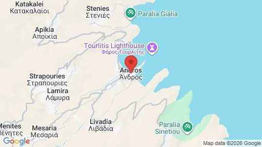 Apartments for rent i Andros - kort over placeringen