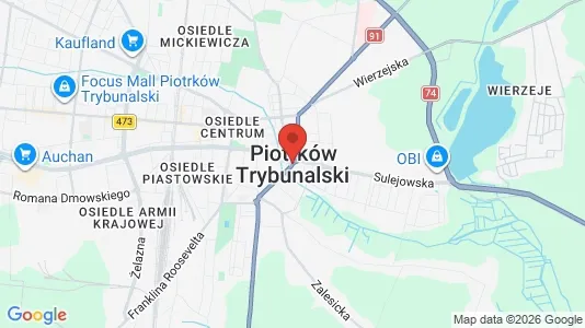 Apartments for rent i Piotrków Trybunalski - kort over placeringen