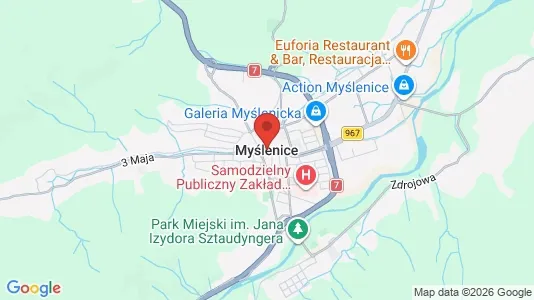 Apartments for rent i Myślenicki - kort over placeringen