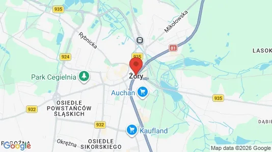Houses for rent i Żory - kort over placeringen