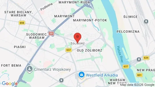 Houses for rent i Warszawa Żoliborz - kort over placeringen