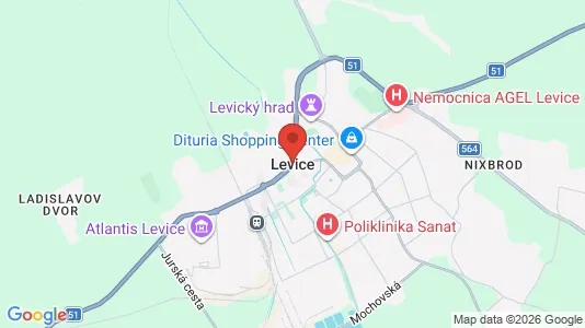 Houses for rent i Levice - kort over placeringen