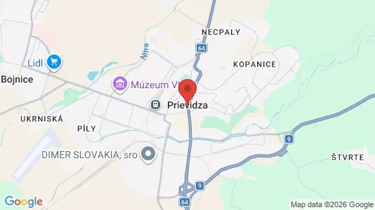 Houses for rent i Prievidza - kort over placeringen
