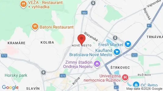 Houses for rent i Bratislava Nové Mesto - kort over placeringen