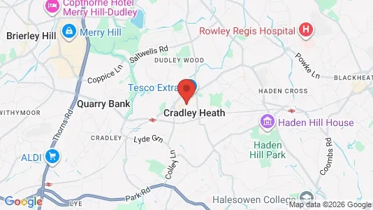Houses for rent i Cradley Heath - West Midlands - kort over placeringen