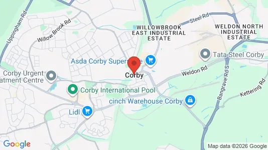 Houses for rent i Corby - Northamptonshire - kort over placeringen