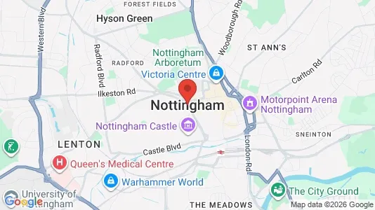 Houses for rent i Nottingham - Nottinghamshire - kort over placeringen