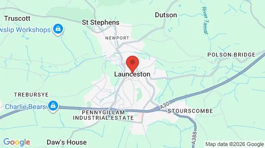 Apartments for rent i Launceston - Cornwall - kort over placeringen