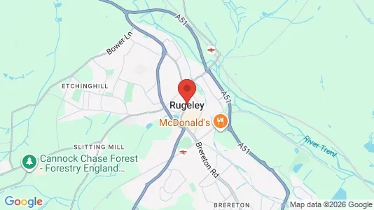 Houses for rent i Rugeley - Staffordshire - kort over placeringen