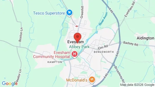 Houses for rent i Evesham - Worcestershire - kort over placeringen